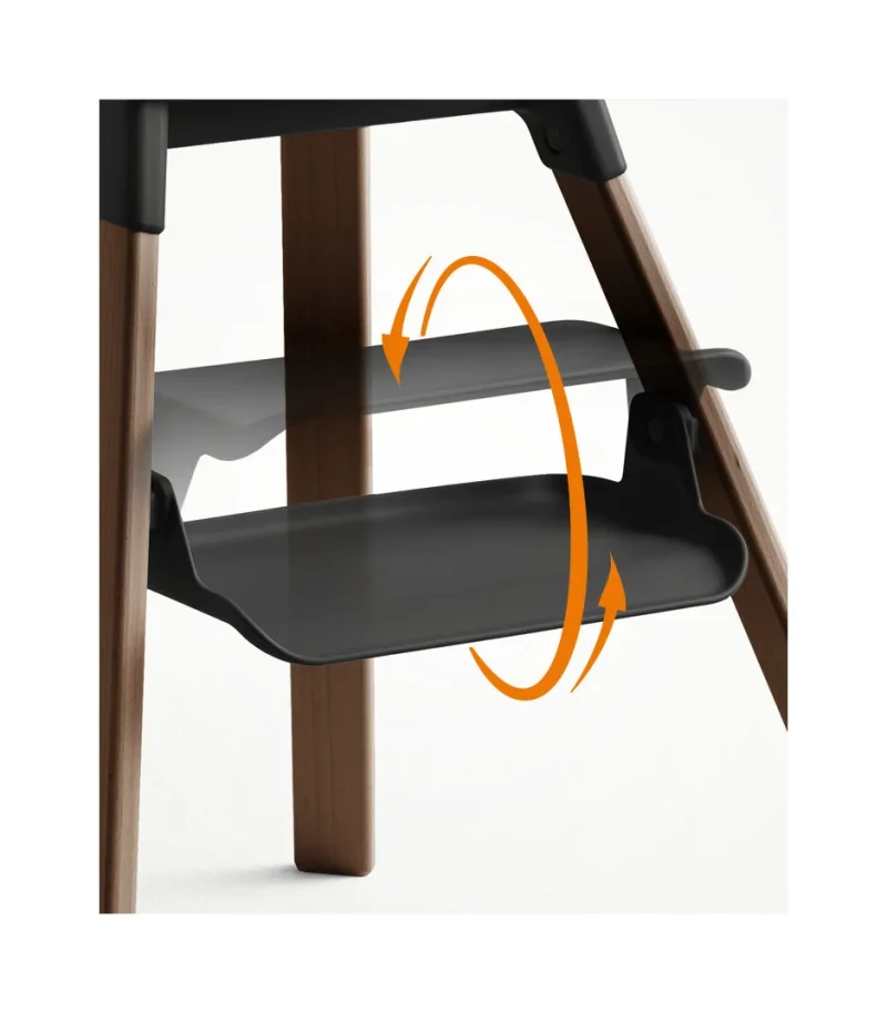 Clikk_WarmBrown_Black_Cnfg-1_FootrestRotation_eCom Stokke Clikk High Chair