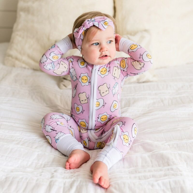 Little Sleepies Pink Breakfast Buddies Bamboo Viscose Zippy Sleeper