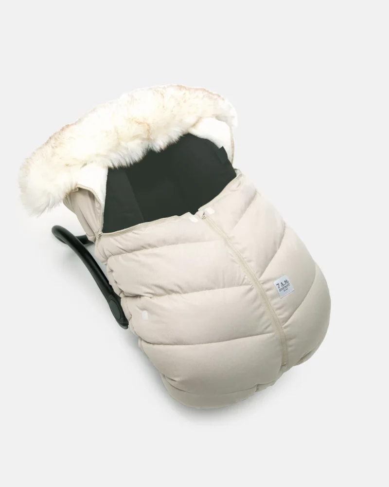 7AMEnfant-CarSeatCocoon_Tundra_Heather-Beige_WhiteFauxFur_MAIN_5 7AM Enfant Car Seat Cocoon Tundra
