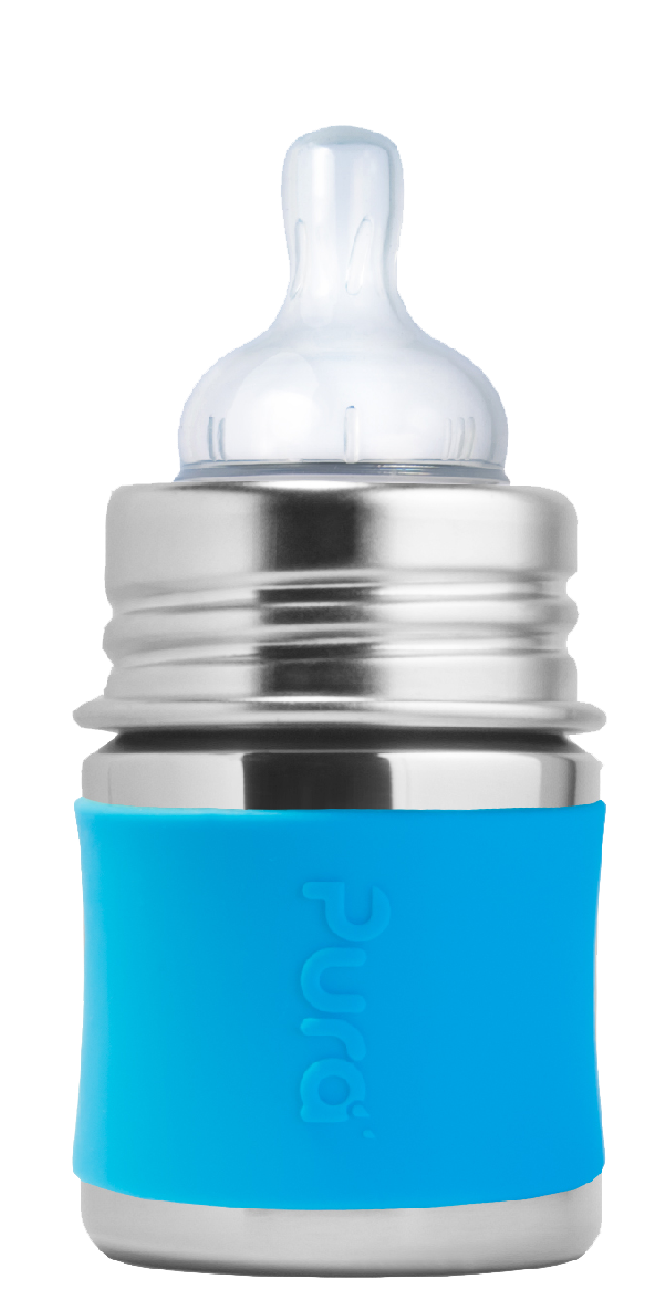 Pura Kiki 5 oz Aqua Stainless Steel Baby Bottle