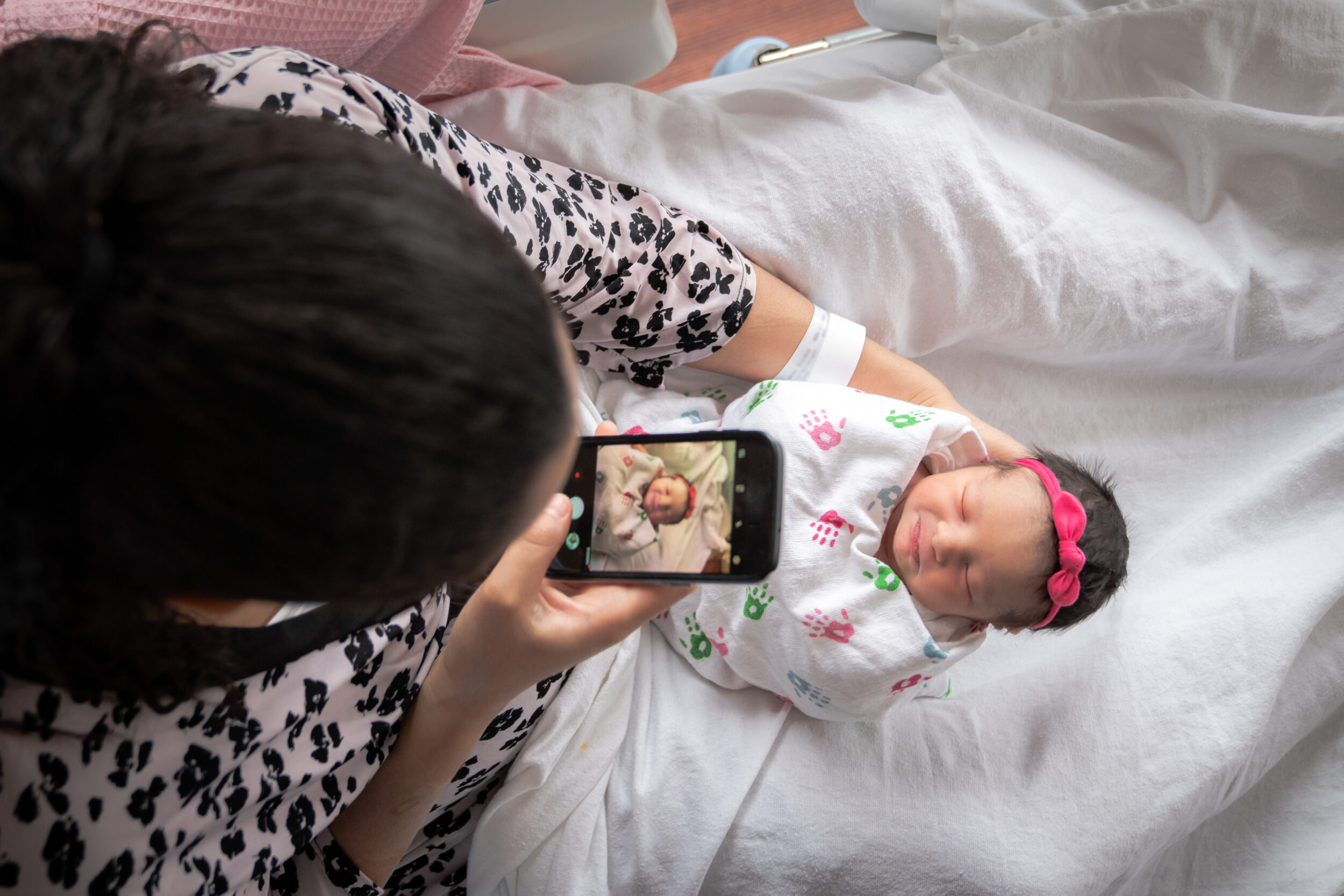Taking pictures of new baby
