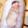 Little Sleepies Daisies Bamboo Swaddle Set with Headband