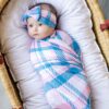 Rosy Plaid Little Sleepies Swaddle Set