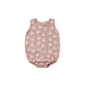 Rylee + Cru Seashell Bubble Onesie in petal pink with seashells