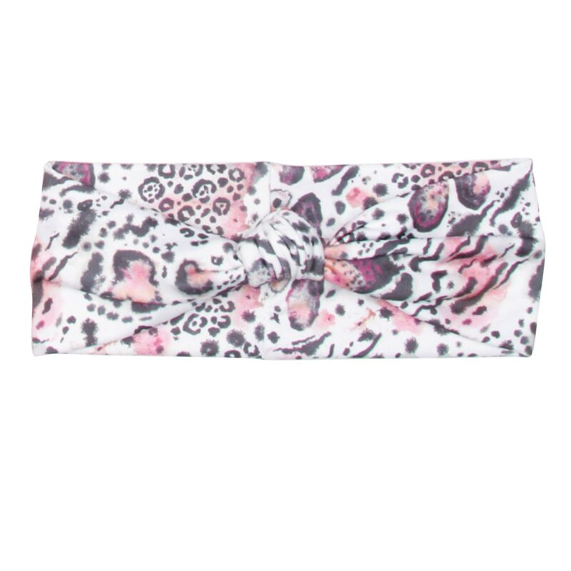 Banded Pink Leopard Knotted Baby Headband