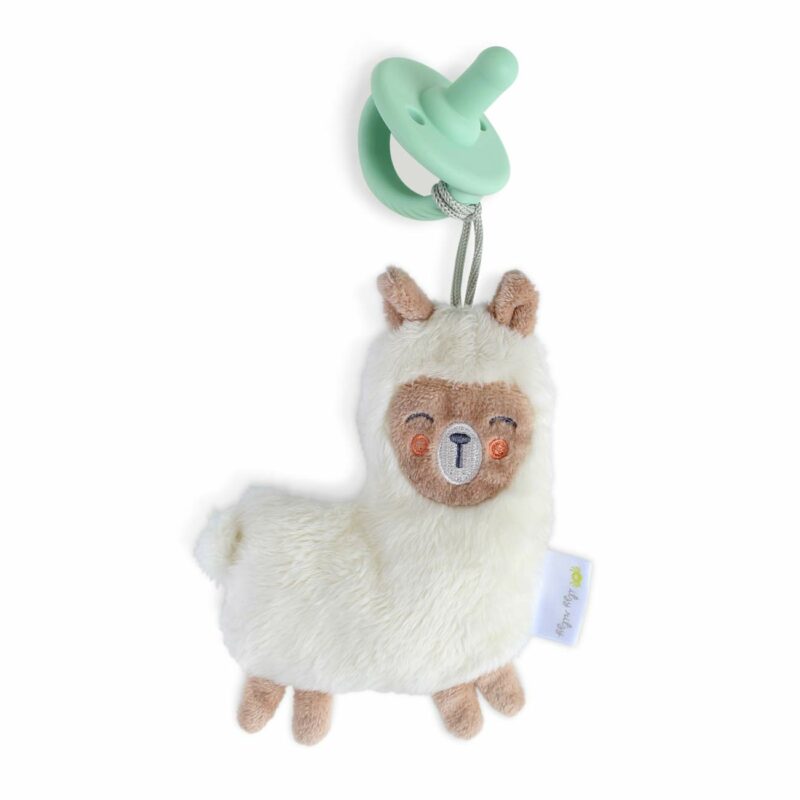 Silicone pacifier with fuzzy llama lovey