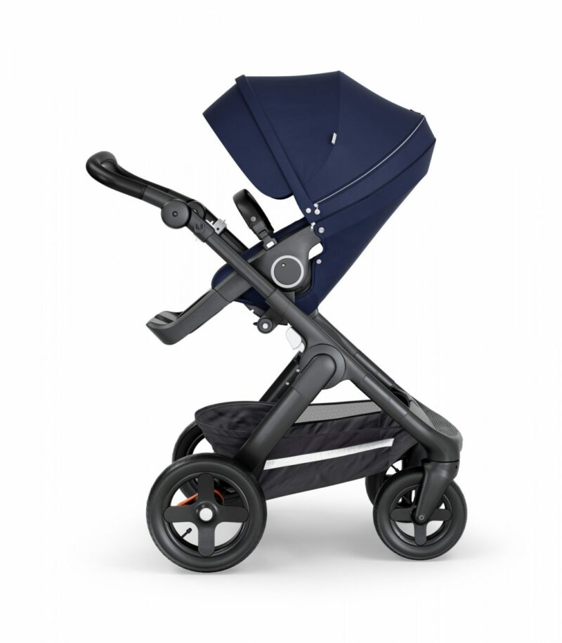 Stokke Trailz Navy Blue Stroller with Black Chassis and Black Handle