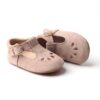 Consciously Baby Suede Petal T-Bar Shoes in Dusty Rose