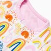 Pink Footies with Rainbow Pattern