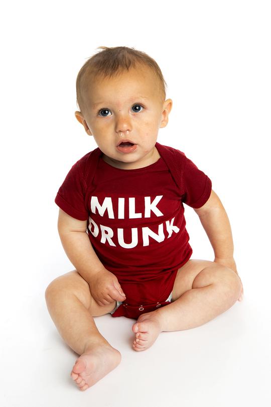 Red Milk Drunk Onesie for Babies