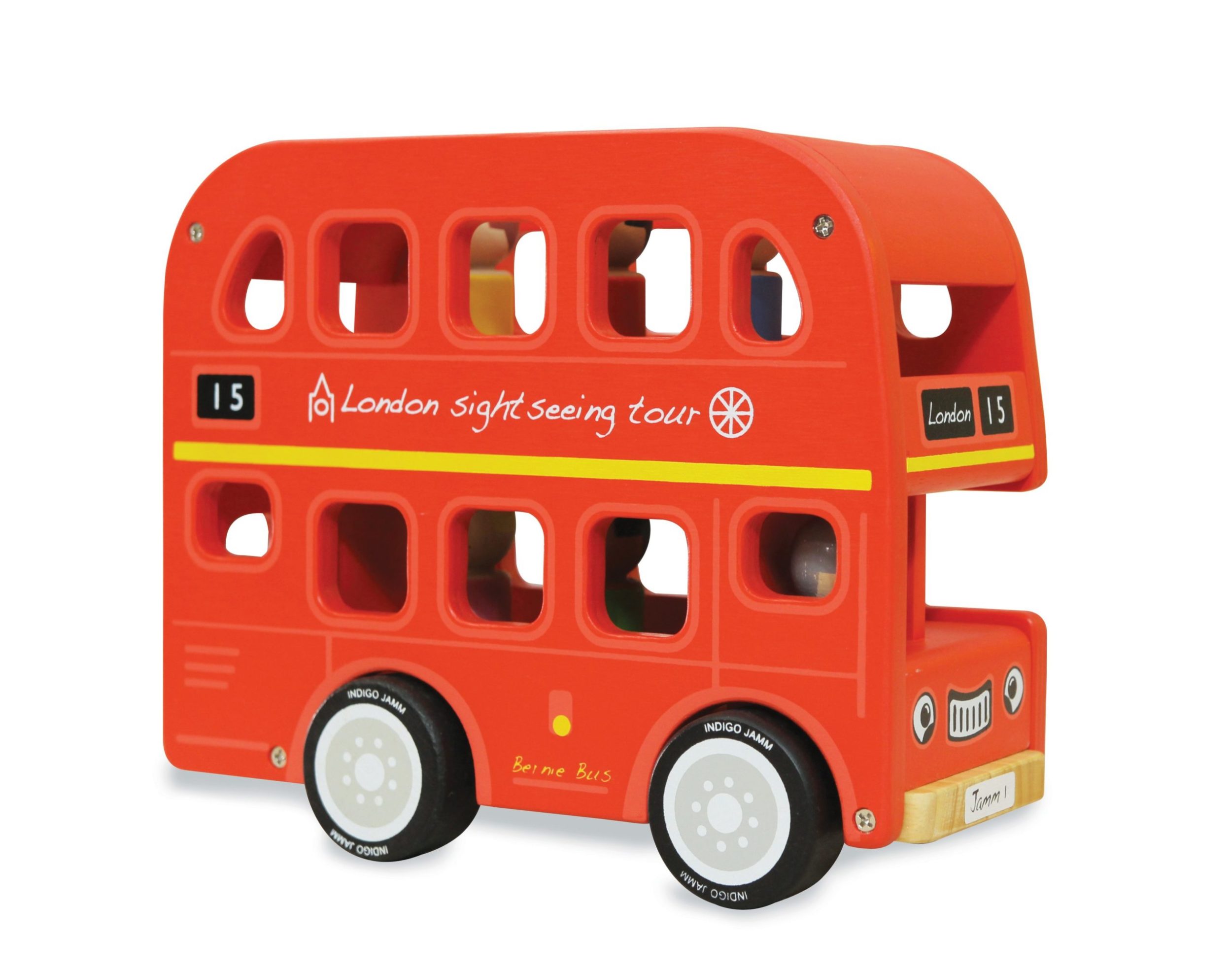 Red Ages 12 Month Plus Indigo Jamm AIJ079 Bernies Bus Wooden Toy Ride On