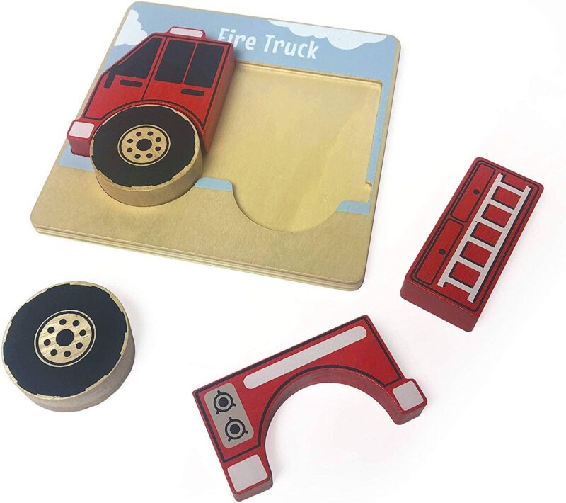 Five Piece Trucks Wooden Puzzle by BeginAgain