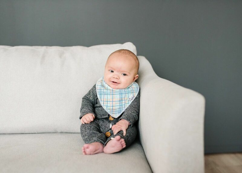 Strippey Check Pattern Bandana Baby Bib