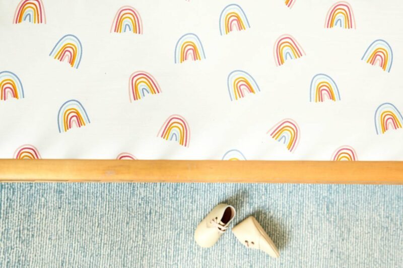 Pehr Organic Sheet Brushed Cotton with Rainbow Pattern