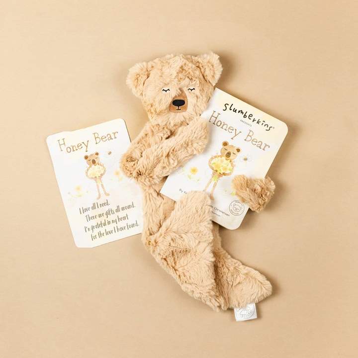 Slumberkins Honey Bear Snuggler with Board Book and Afirmation Card