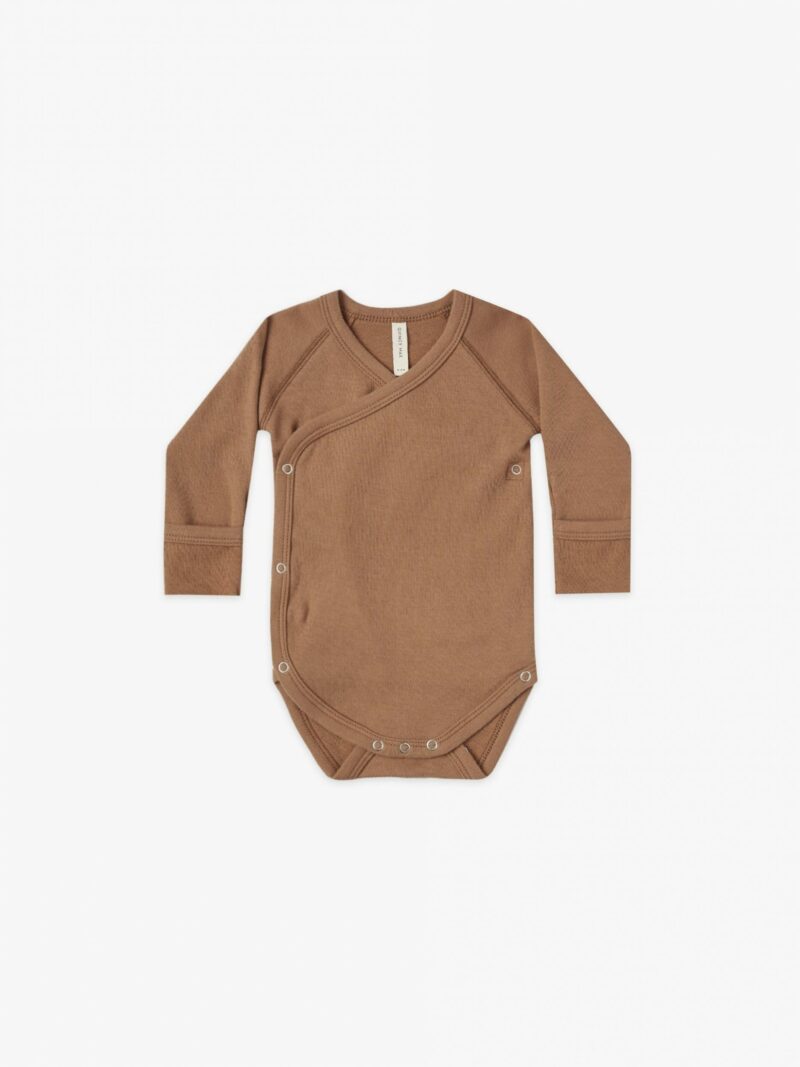 Quincy Mae Kimono Long-Sleeve Onesie in Rust