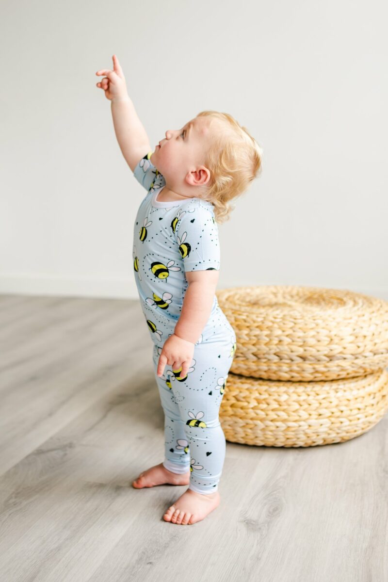 Short-Sleeved Bees Two-Piece Bamboo Pajama Set from Little Sleepies