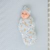 Little Sleepies Blue Breakfast Buddies Swaddle & Hat Set