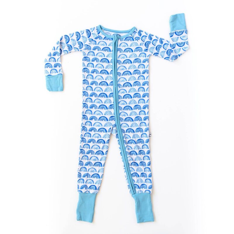 Little Sleepies Blue Rainbow Bamboo Romper