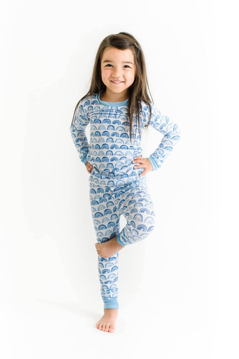 Little Sleepies Blue Rainbow Two-Piece Bamboo Pajama Set