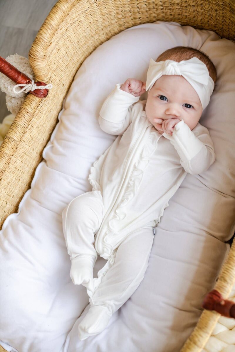 Little Sleepies Pearl White Bow Headband Bamboo