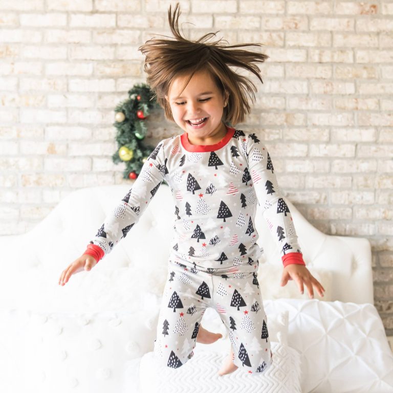 Little Sleepies Christmas Trees Bamboo TwoPiece Pajama Set Blossom