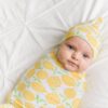 Lemons Swaddle Set with Knotted Hat from Little Sleepies
