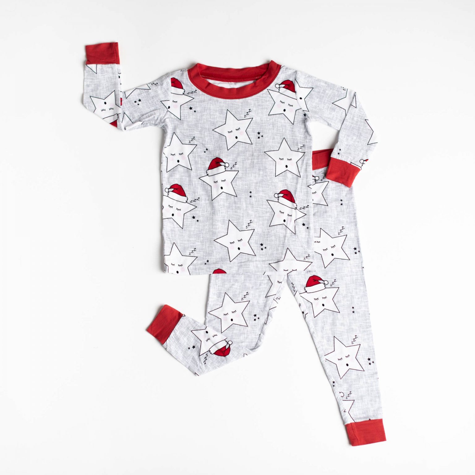 Little Sleepies Sleepy Santa Stars Bamboo TwoPiece Pajama Set Blossom