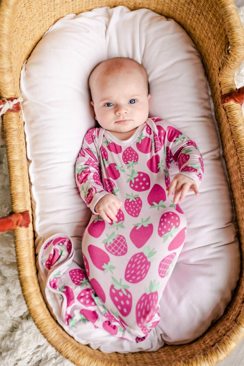 Bamboo Newborn Gown with Strawberry Print from Little Sleepies