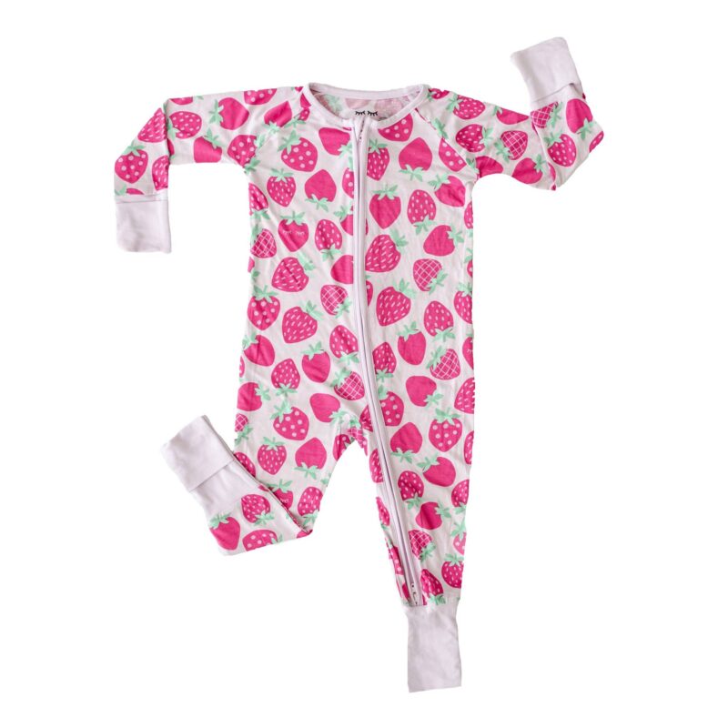 Little Sleepies Strawberries Bamboo Convertible Romper/Sleeper Zippy