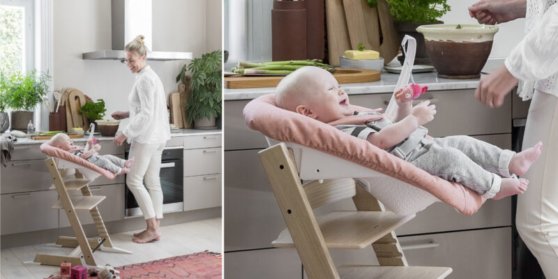 Stokke Tripp Trapp High Chair with Newborn Set - Natural / Coral