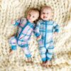 Blueberry Plaid and Rosy Plaid Little Sleepies Bamboo Sleeper Zippy