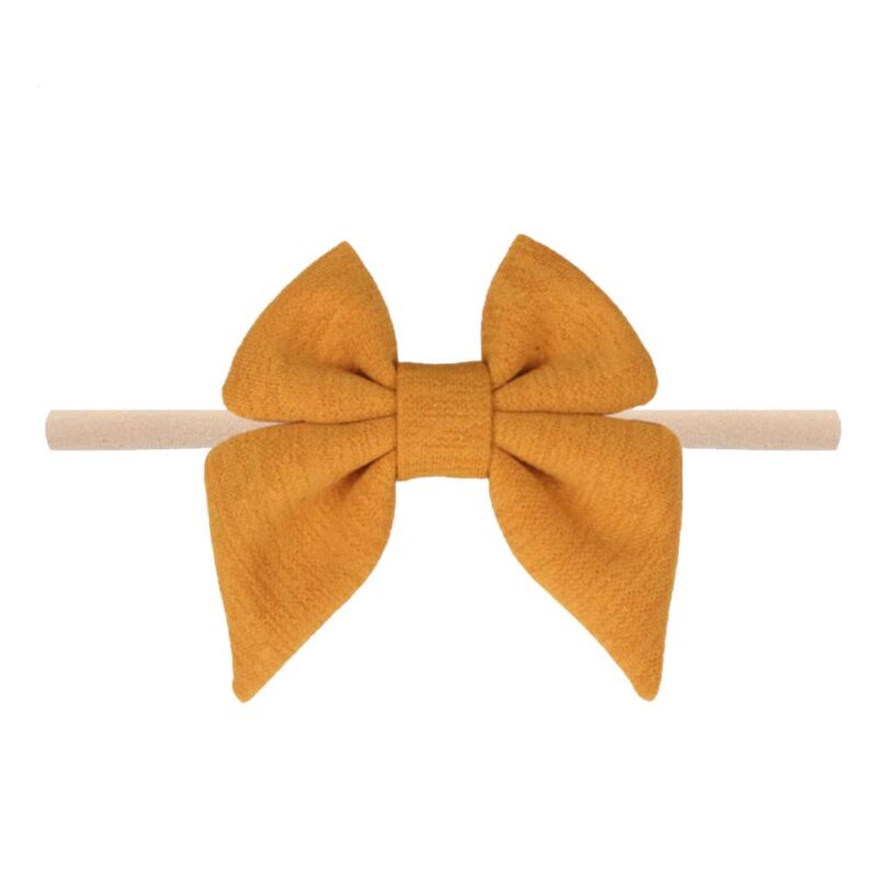 Emerson and Friends Mustard Jersey Bow Baby Headband