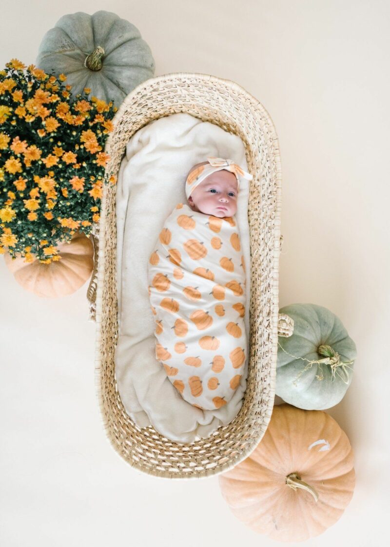 Baby Headband for Fall with Pumpkin Pattern