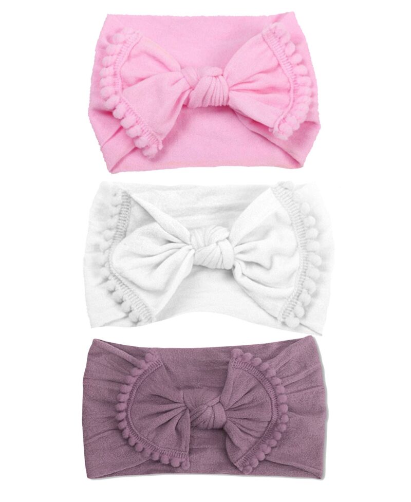 Emerson and Friends Pink Pom Bow Headband Set
