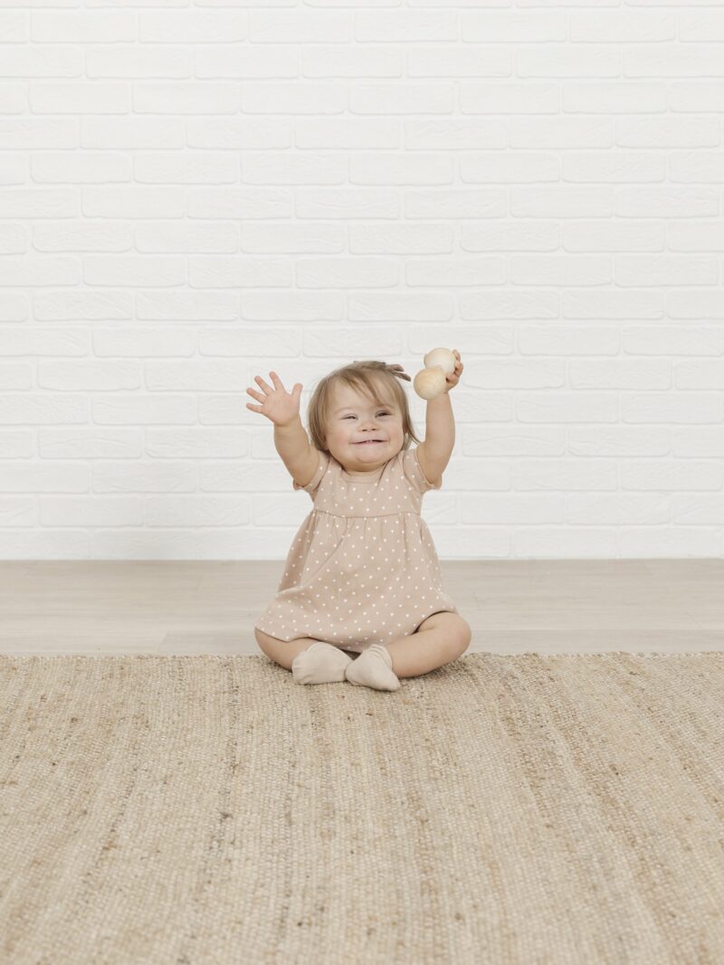 Petal Pink Dress with Heart Pattern Organic Cotton Quincy Mae