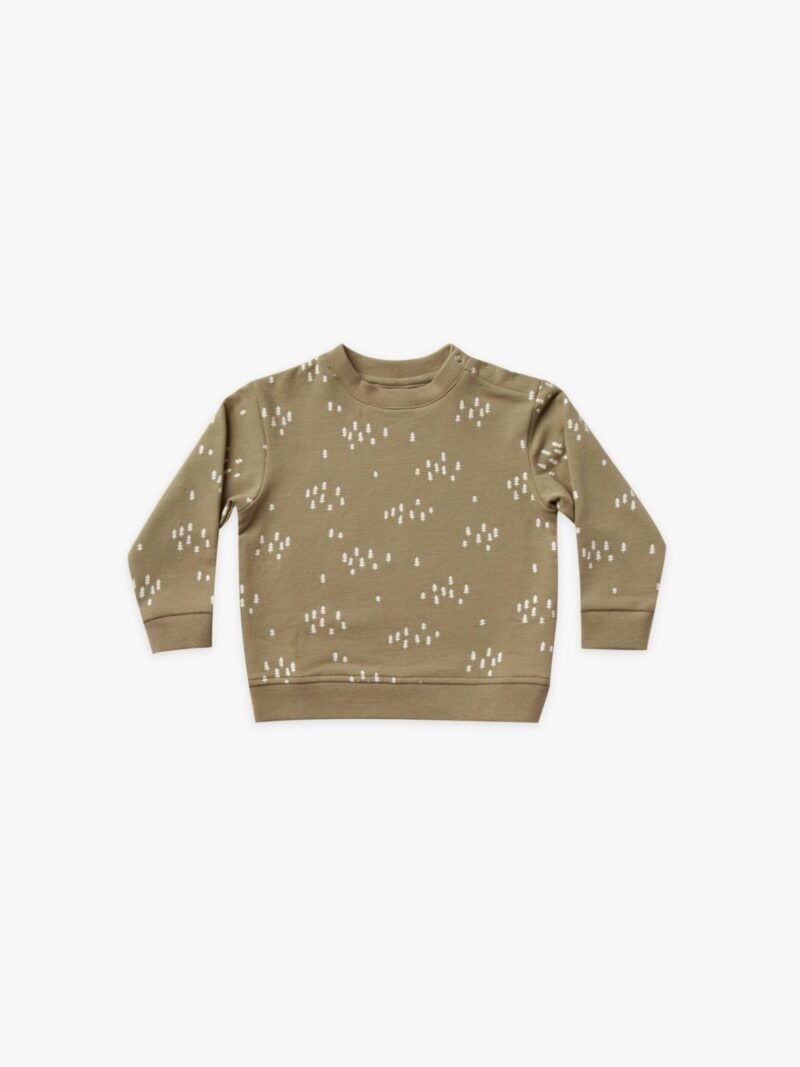 Quincy Mae Fleece Basic Sweatshirt in Olive