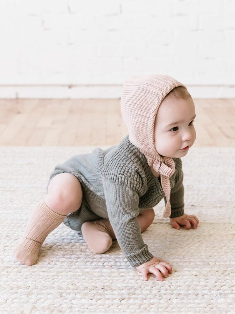 Pink Baby Bonnet by Quincy Mae Quincy Mae Knit Bonnet in Petal
