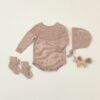 Baby and Children Neutral Pink Bonnet Hat Quincy Mae Knit Bonnet in Petal