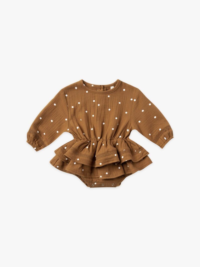 Quincy Mae Rosie romper in Walnut by Quincy Mae