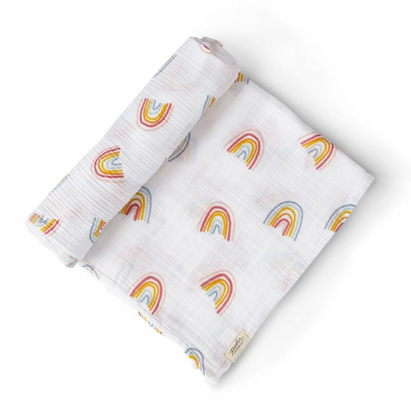 Pehr Organic Novelty Print Swaddle in Rainbow