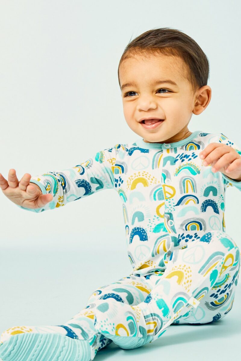 Blue Rainbow Footie by Clover Baby and Kids