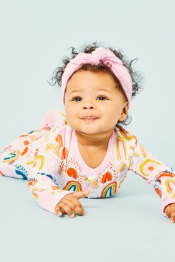 Clover Baby and Kids Pink Rainbow Footie