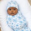 Little Sleepies Snowflakes Bamboo Swaddle and Hat Set