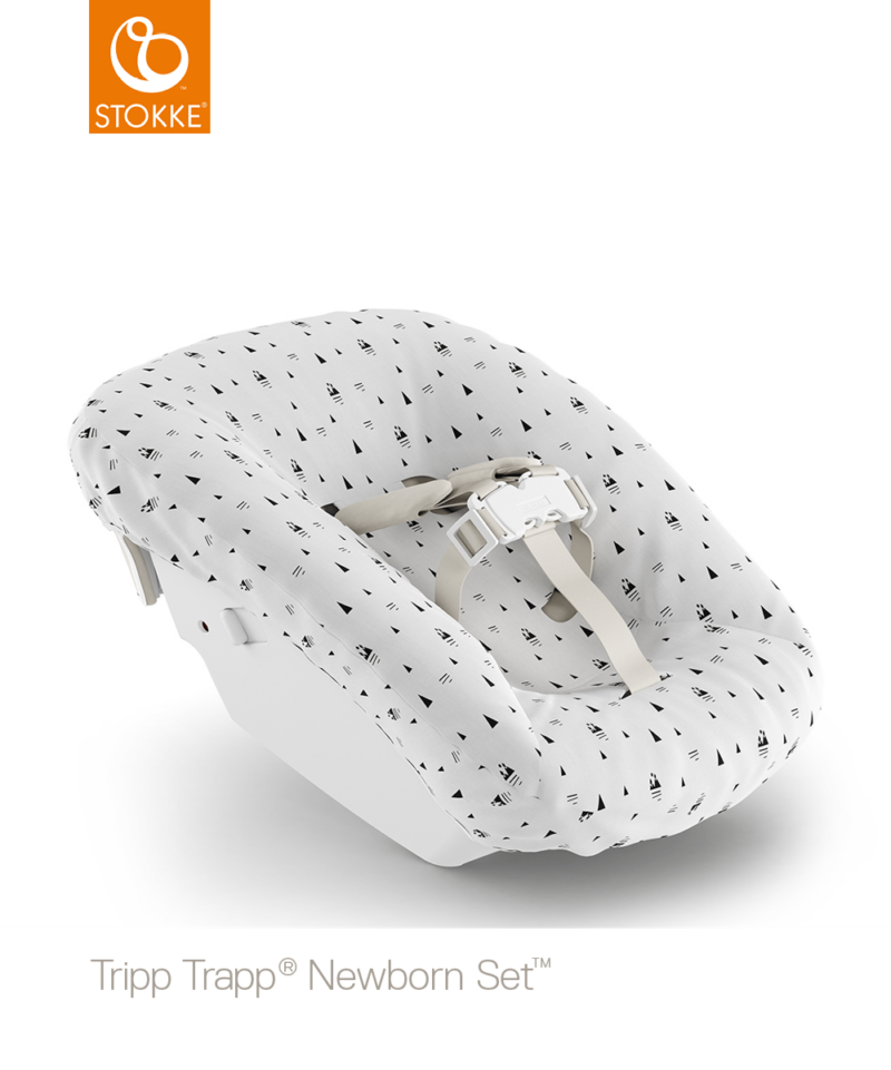 Stokke Tripp Trapp Newborn Set Organic Reversible Textile & Bib Set in White and Aqua Mountains