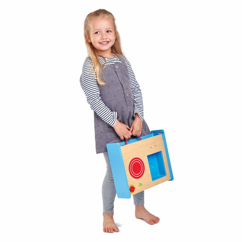 Girl Holding Portable Pop Up Kitchen