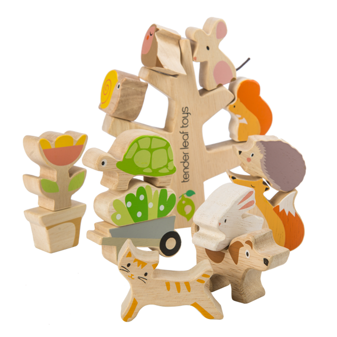 Tender Leaf Stacking Garden Friends|Wooden Stacking Animals|Eco Baby Toys 1yr+ 