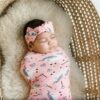 Little Sleepies Unicorn Bamboo Swaddle and Head Band Set