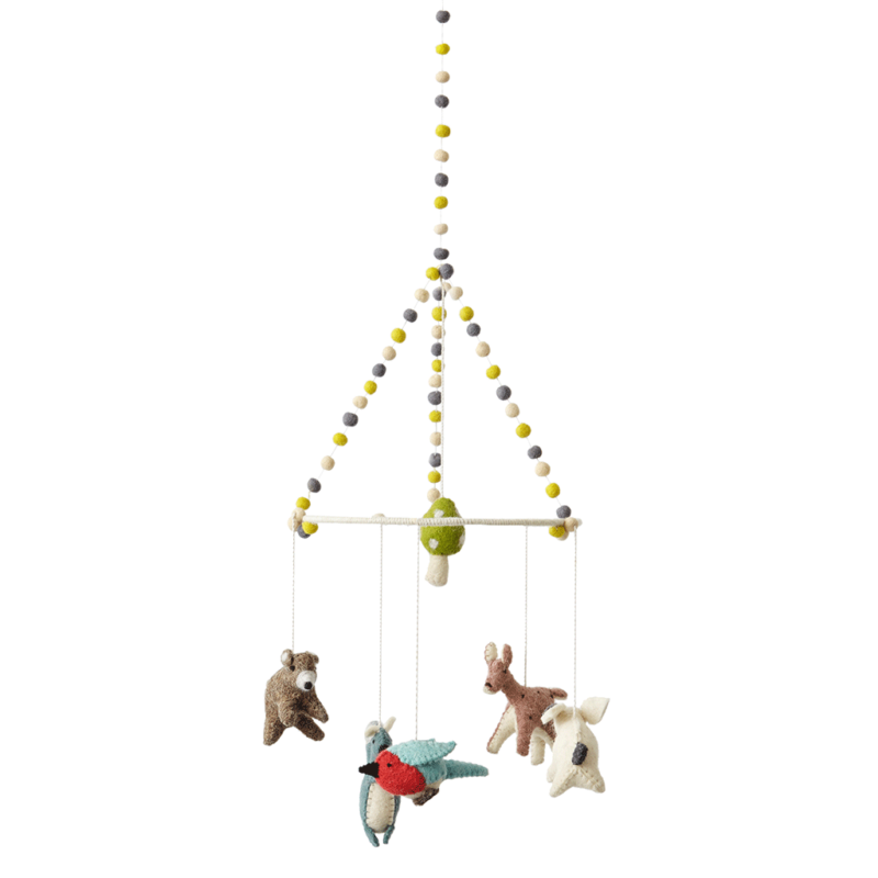 Pehr Classic Mobile with Woodland Creatures including a brown bear