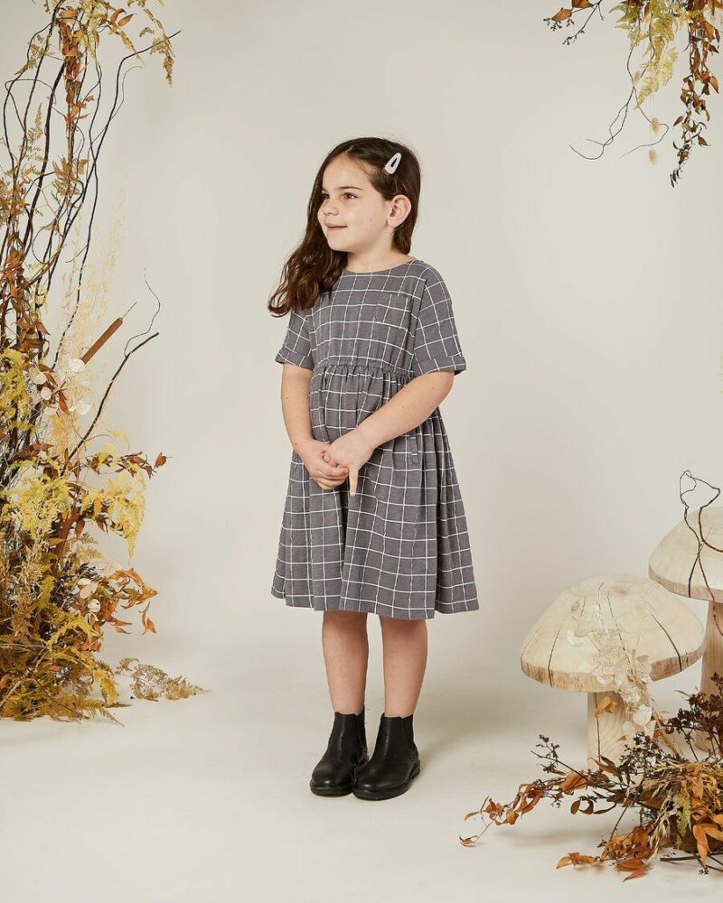 Rylee & Cru Wavy Check Dress in Indigo